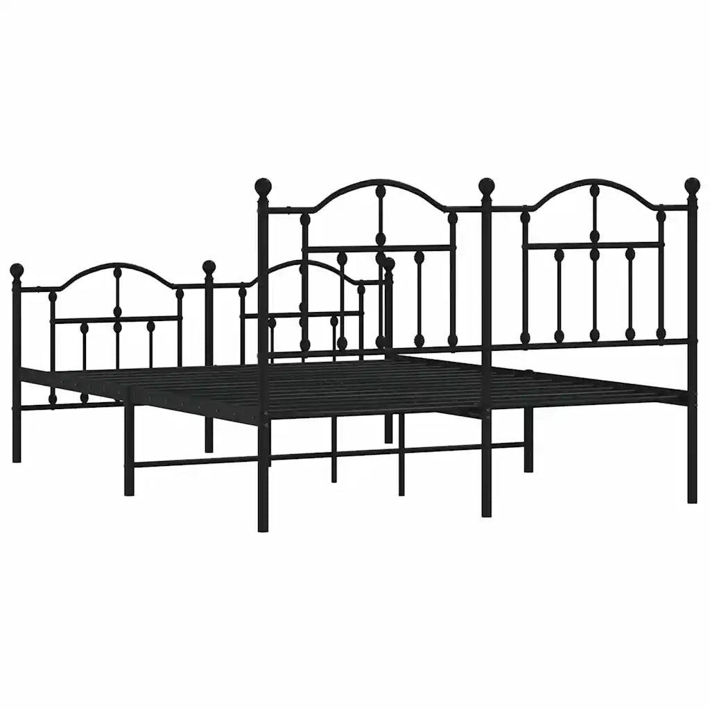 Giroletto con Testiera e Pediera-Struttura Letto Metallo Nero 135x190 cm 827851