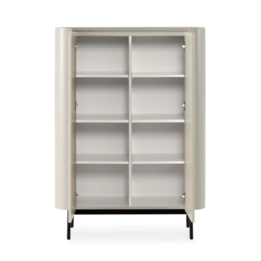 Credenza alta Willa18929 con 2 ante effetto cannettato colore crema 100x40x140H - Eleganza e capienza