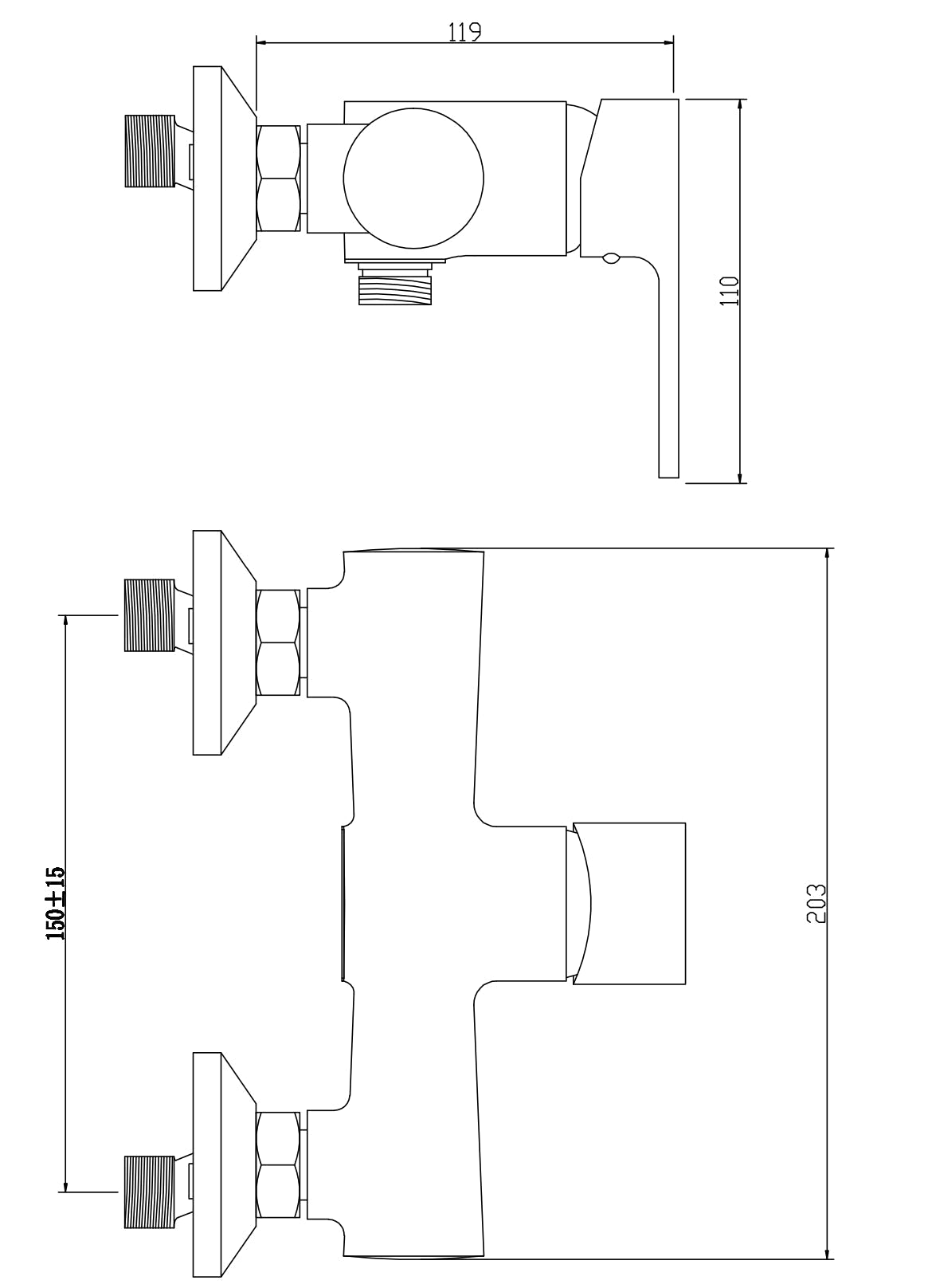 Miscelatore esterno per doccia completo, nero opaco
