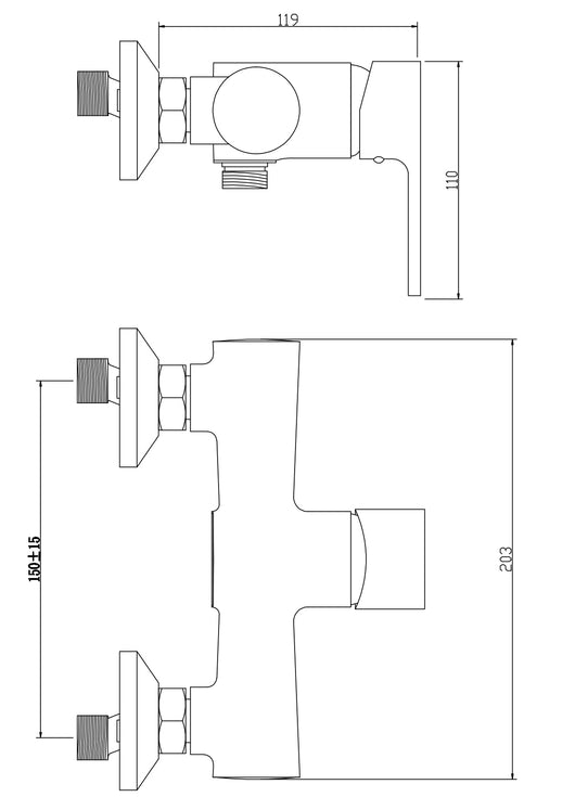 Miscelatore esterno per doccia completo, nero opaco