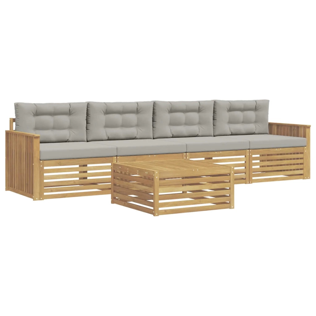 Set di divani da esterno 5 pcs Bianco e Grigio Chiaro 3390001