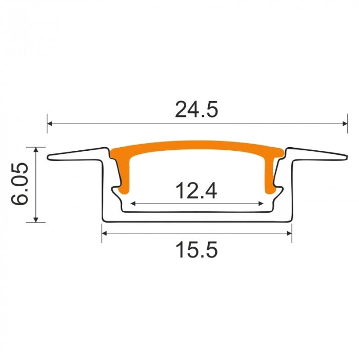 Profilo LED incasso P01 nero diffusore satinato 1m Ecolight