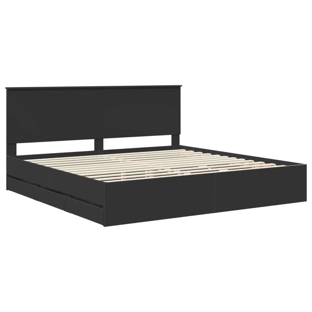 Struttura del letto Nero 200 x 200 cm Legno Ingegnerizzato