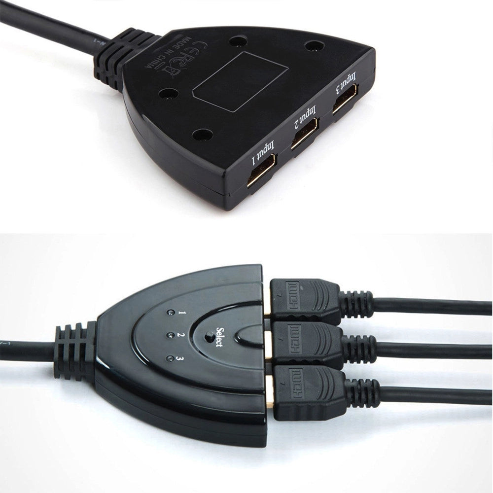Trade Shop - Cavo Switch Hdmi 1080p 3 Porte Full Hd Tv Presa Multipla Sdoppiatore Adattatore -