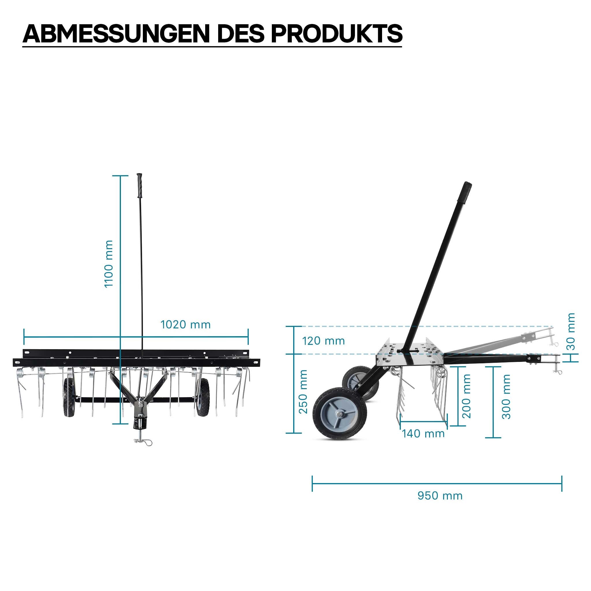 Scarificatore a molle per trattorini, larghezza di lavoro 100 cm, per arieggiatura prato