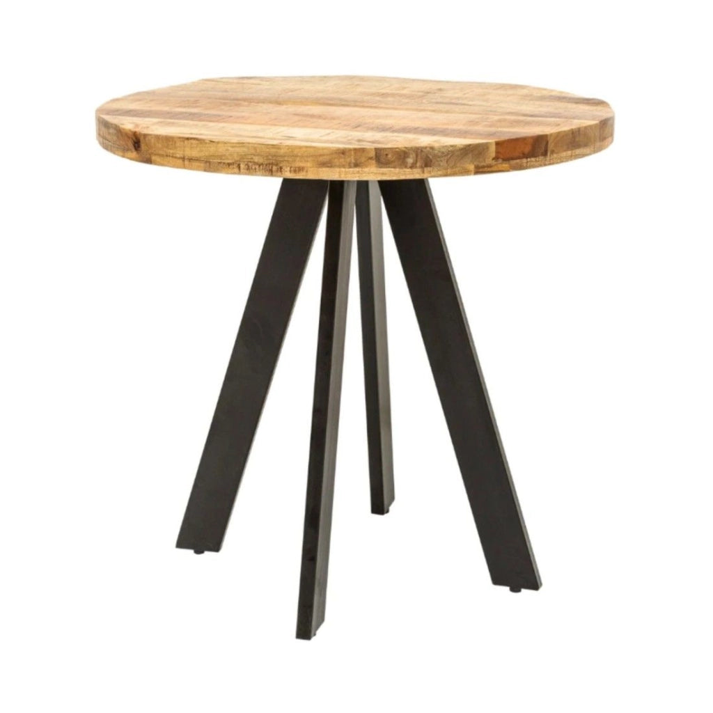 Tavolo da pranzo LODEN 80 cm – Piano rotondo in legno massello di mango e struttura in metallo nero