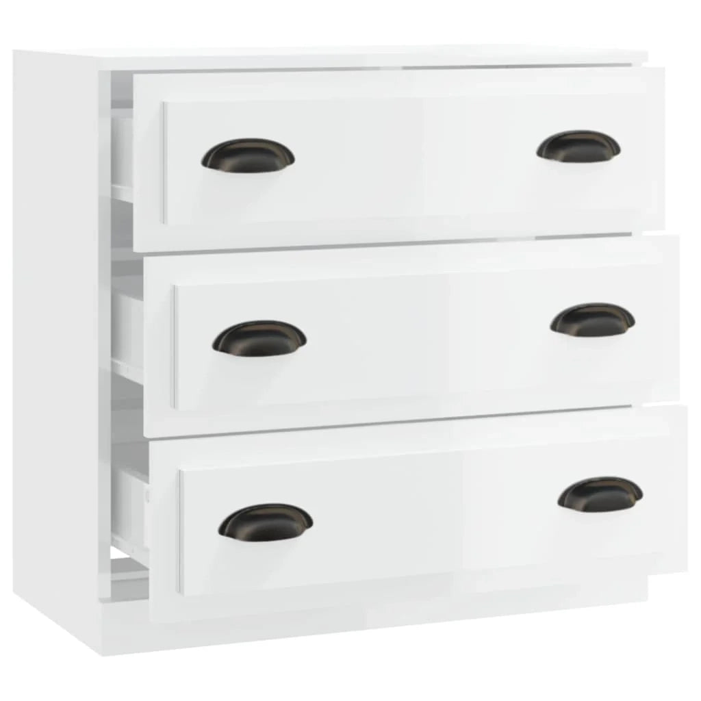 Buffet credenza cassettiera mobiletto mobile contenitore organizer per cucina soggiorno finitura lucida 70 x 35,5 x 67,5 cm legno ingegnerizzato bianco 02_0030763
