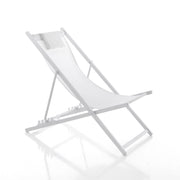 Sedia sdraio da mare in tessuto bianca cm. L.61 P.98 H.94