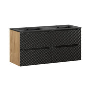 Set da bagno YOKA nero: mobile sotto lavabo con cassetti 120 cm + doppio lavabo da incasso neri
