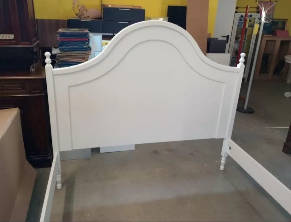 Letto singolo arte povera laccato bianco opaco  l.100 p.212 ht.135 (1431) - Mobili 2G
