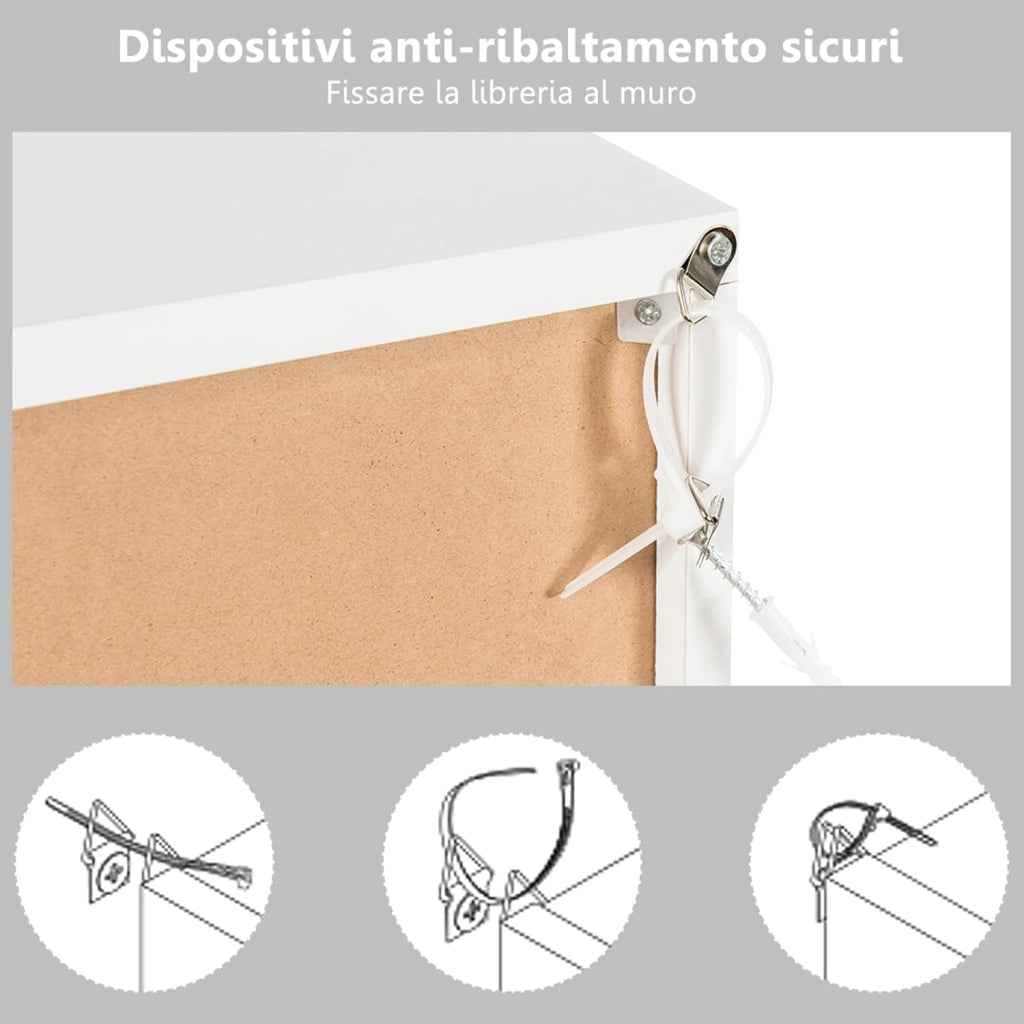 Armadietto Libreria a 3 Livelli con Scomparti, Espositore per Libri e Giocattoli, Scaffale per Salotto Camera da Letto e Soggiorno (Stile 1)
