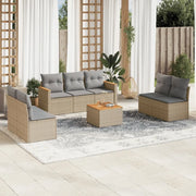 Set Divano da Giardino 8 pz con Cuscini Beige in Polyrattan 3258286