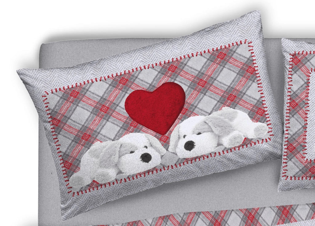 Copripiumino Sacco Piumone Pensieri Delicati Cotone Disegno Peluches - Matrimoniale - Rosso