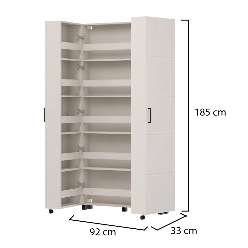 Mobile Portascarpe Bled, Scarpiera 15 Ripiani, 92x33x185h cm Bianco Crema