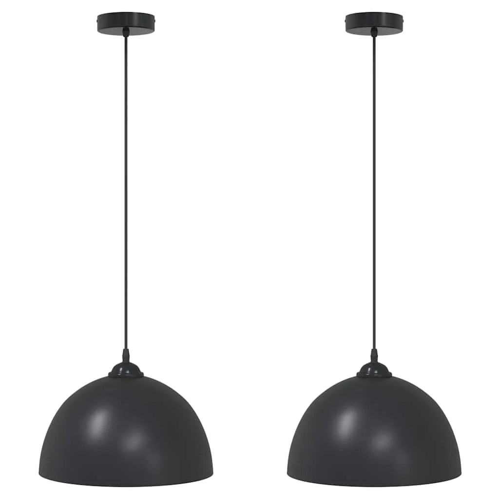 Set di 2 lampade a sospensione vintage altezza regolabile 30 x 15 cm metallo nero 02_0058018