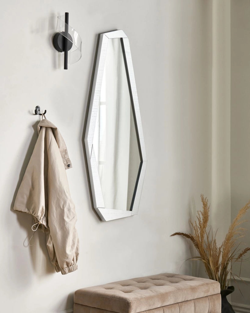 Specchio da parete sospeso con cornice in legno argentato grande per camera da letto soggiorno corridoio stile moderno