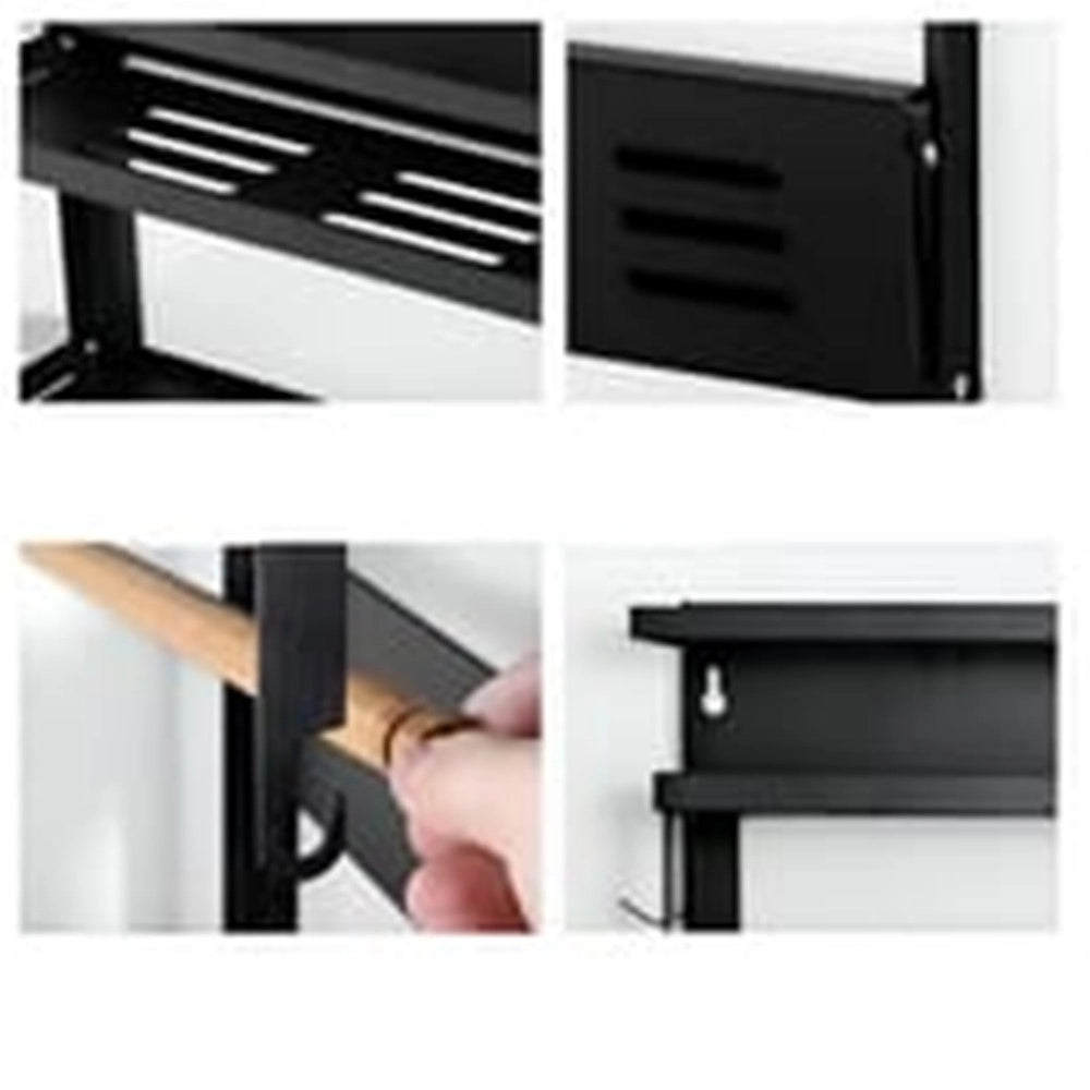 Trade Shop - Mensole Pieghevoli Magnetiche Da Cucina Con Ganci Supporto Portarotoli In Metallo Legno -
