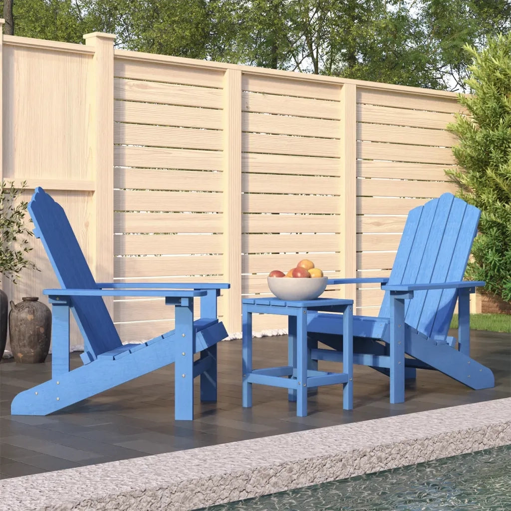 Sedie da Giardino con Tavolo Adirondack in HDPE Blu Acqua 3095707