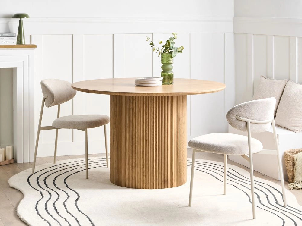 Tavolo da pranzo con piano in MDF marrone chiaro ⌀ 120 cm con base a piedistallo Mobili da sala da pranzo moderni