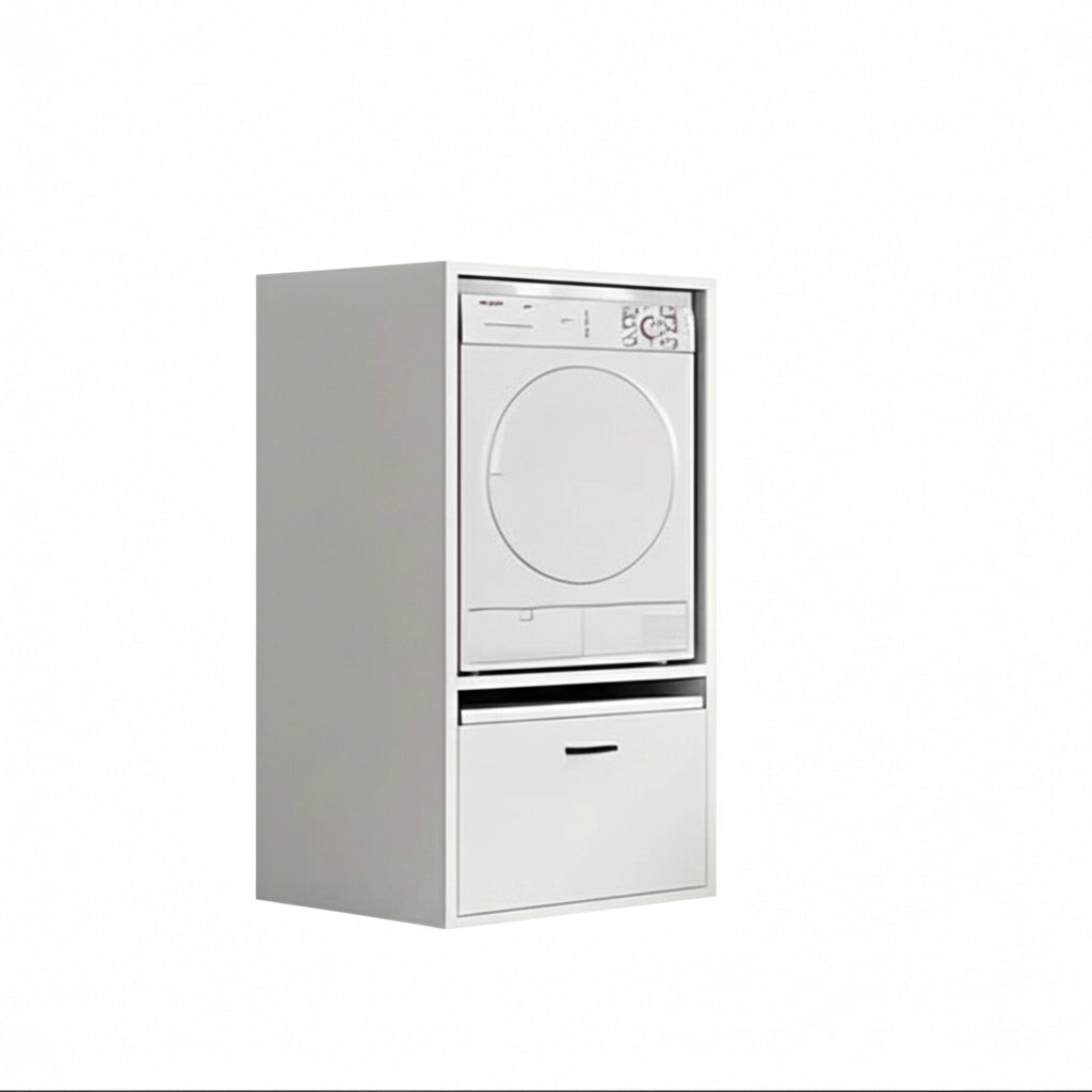 Mobile Per Lavatrice Asciugatrice Armadio Mobiletto Bagno Mobili Salvaspazio Con Cassetto E Mensola Allungabile Scaffale In Legno Armadietto Per Lavanderia Coprilavatrice 70 x 146 x 64 Cm Bianco