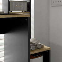 Scrivania Moderna con Ripiani e Supporto per CPU 114x45x138 cm in Legno Grigio e Legno Naturale