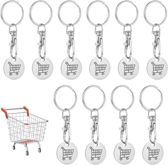 Chiave a forma di moneta con apripista - Acciaio inossidabile, rimovibile, 10 pz.