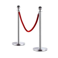 Outsunny Transenne Elimina Separacode Paletti di Delimitazione con Corde Rosso Acciaio Inox Ф32 x 95CM Argento