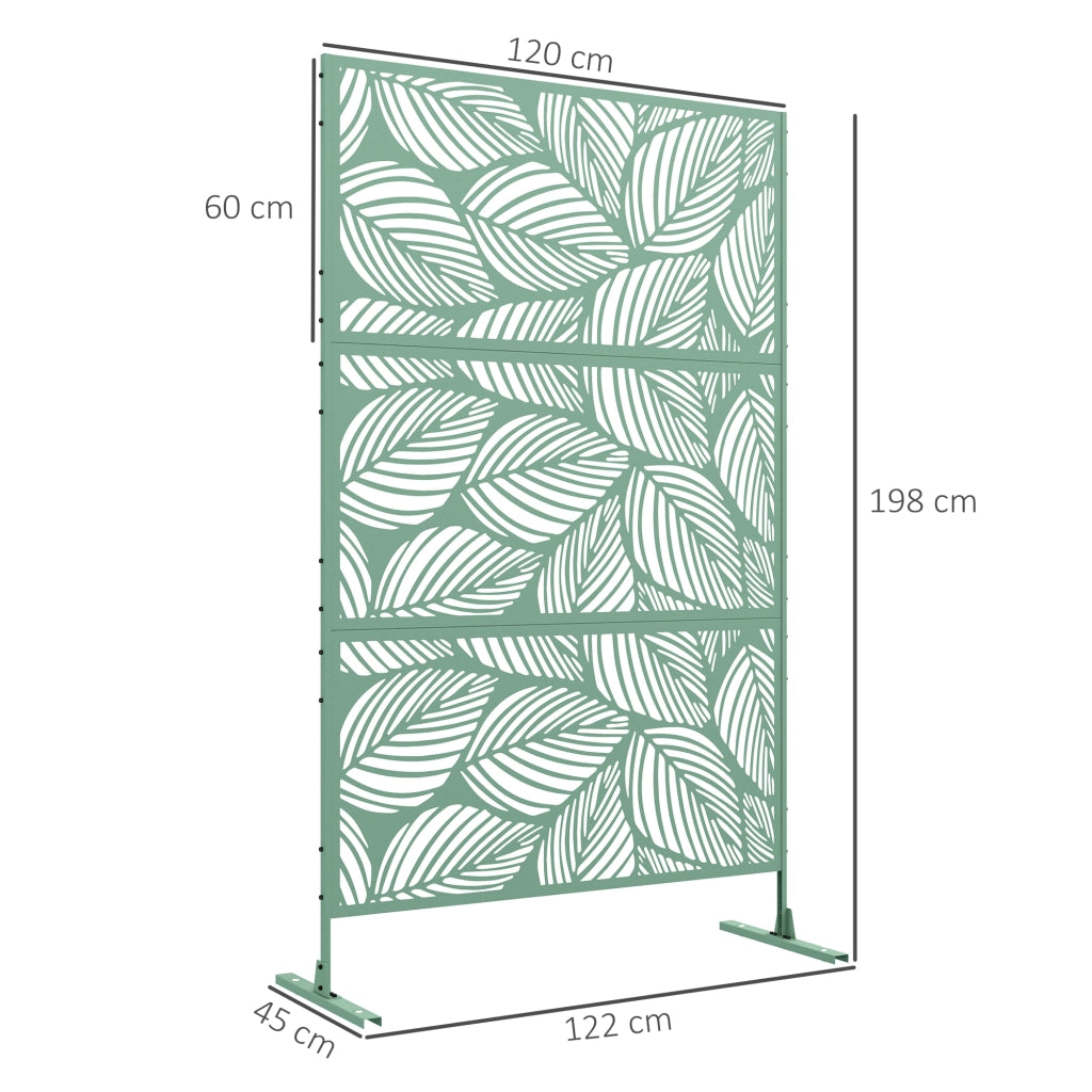 Pannello frangivista decorativo ¨C Xylo ¨C metallo verde motivo vegetale 122x45x198 cm