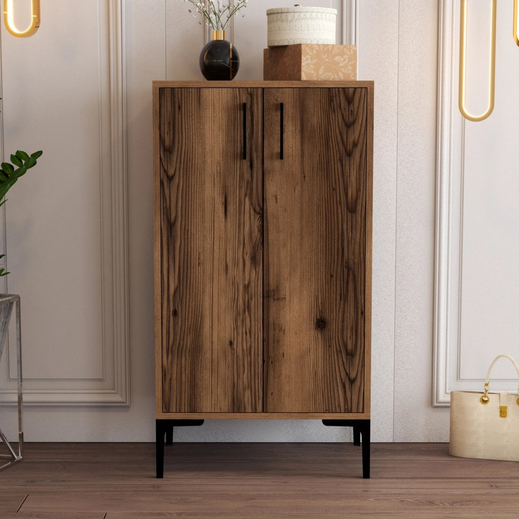 Mobile Portascarpe Cavalieri, Scarpiera 4 Ripiani, 60x35x111h cm Marrone Noce