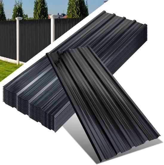 Pannelli di copertura trapezoidali 129x46 cm - Metallo zincato, Resistenti al tempo e Facili da installare - 21,36 m² - Antracite