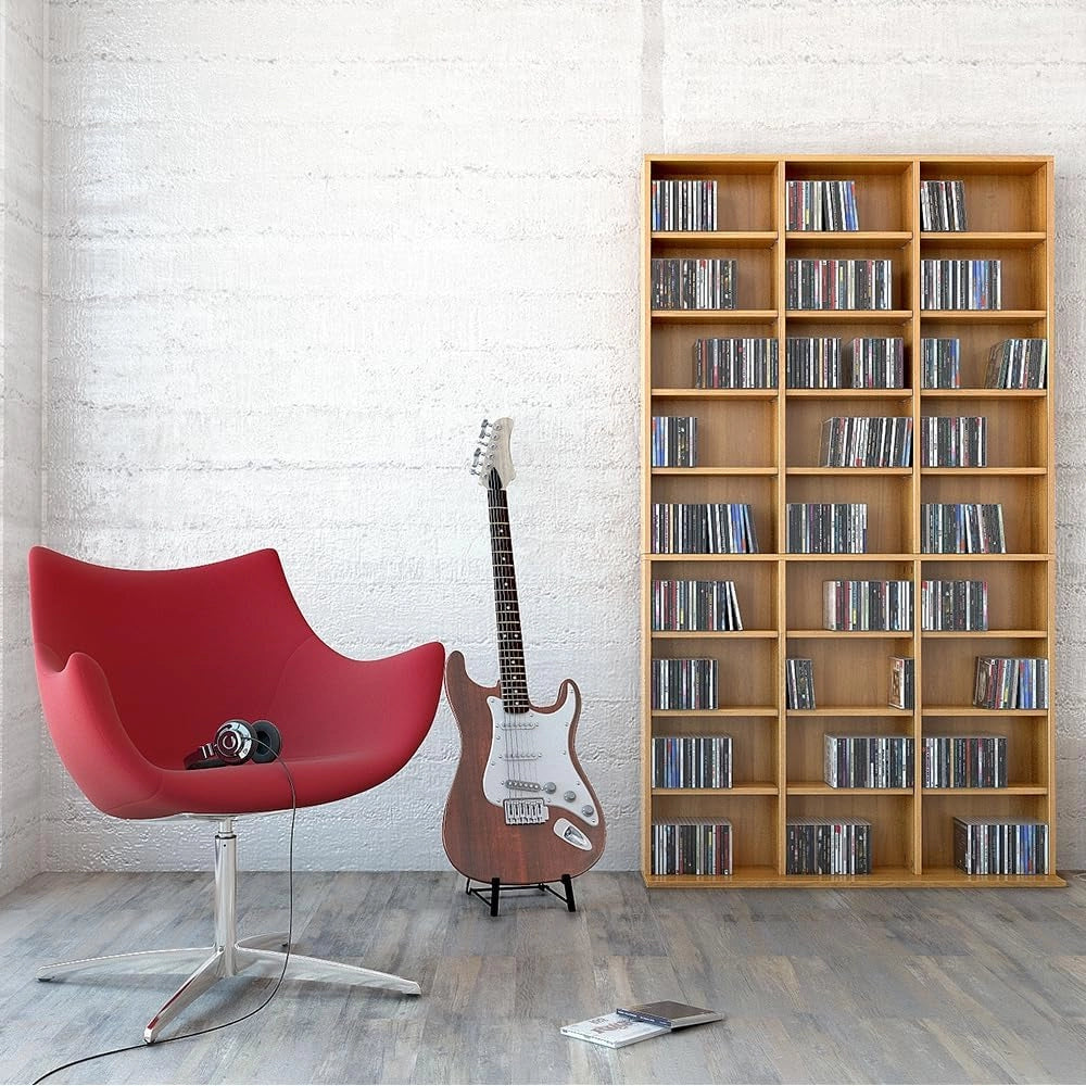 Scaffale porta cd Jukebox, Faggio, 102 x 178 cm