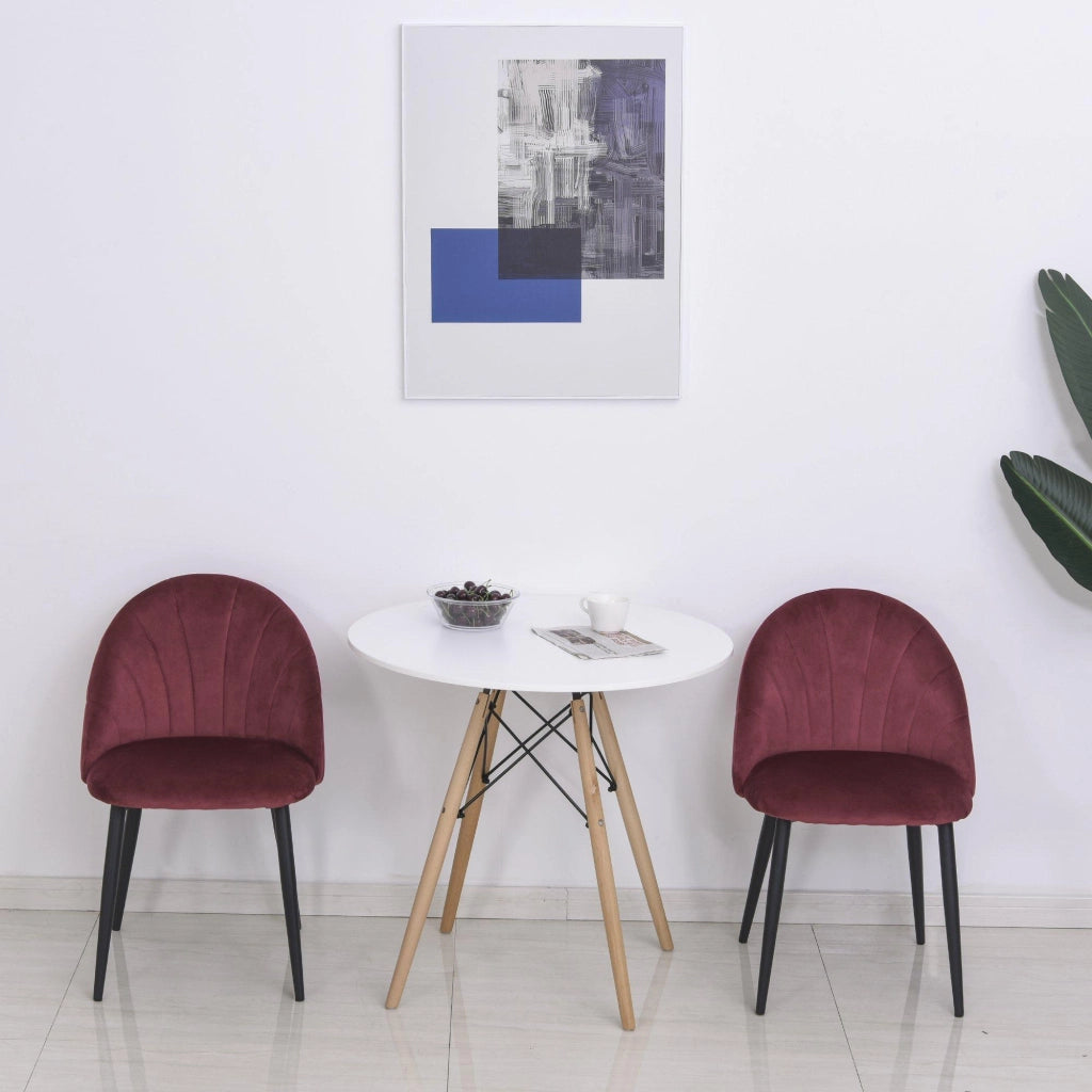 Set 2 Sedie Imbottite 50x54x79 cm in Velluto  Bordeaux