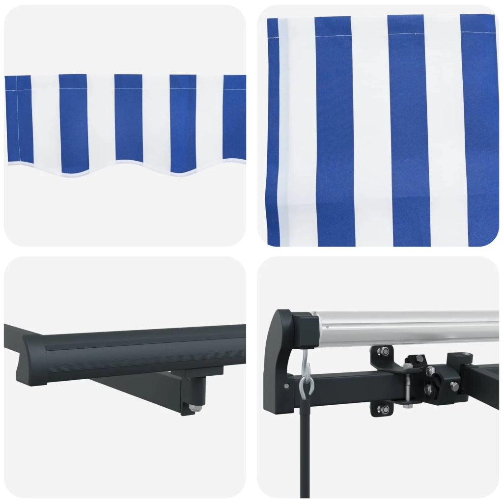 Tenda da Sole | Tenda Retrattile Blu e Bianco 400 x 200 cm
