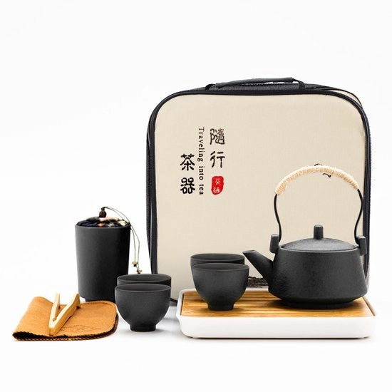 Set da Tè Portatile - Piatto da Tè - Regalo da Viaggio - Ceramica - Storia della Cina - Set da Tè