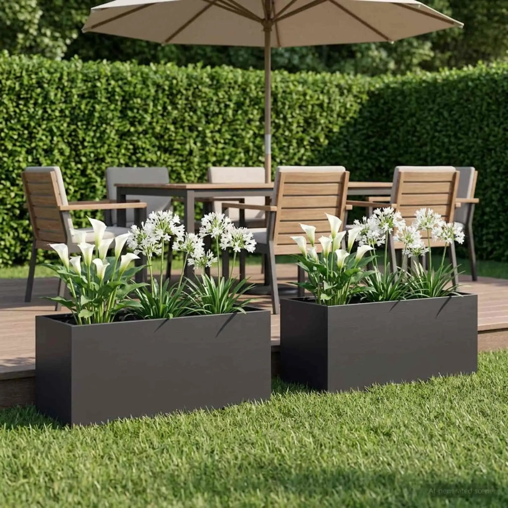 Vaso da giardino 2 pz Nero 100 x 40 x 40 cm 8005247