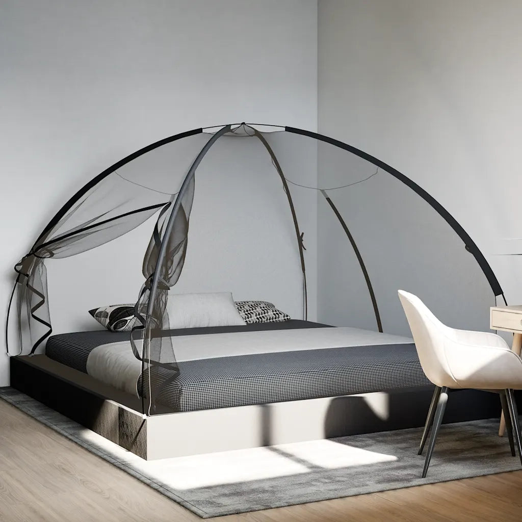 vidaXL Zanzariera Mongolia con Porte 220 Rete Nera 200x200x135 cm