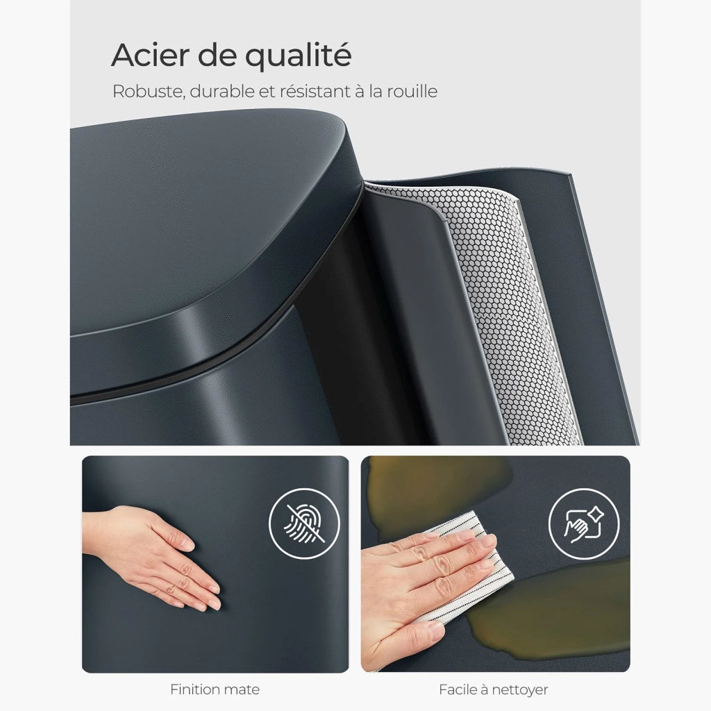 Pattumiera a pedale in acciaio inox con secchio interno in plastica capacità 30 litri coperchio con chiusura ammortizzata antiodore grigio 12_0007200