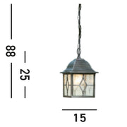 Sospensione Vintage - Decò Genova Alluminio Nero Vetro Argento 1 Luce E27