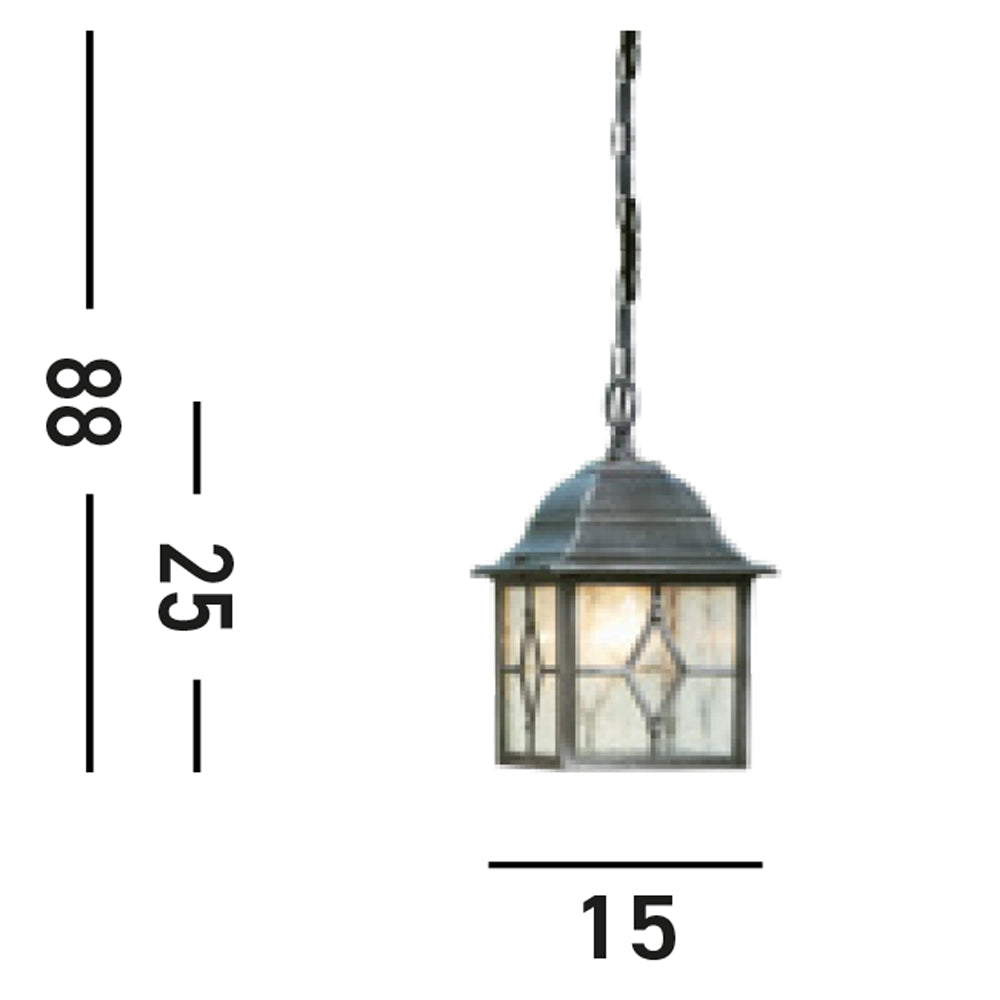 Sospensione Vintage - Decò Genova Alluminio Nero Vetro Argento 1 Luce E27
