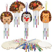 Set di attività per bambini per l'autunno - gioco con il vento, realizzazione di animali in legno - orso, uccello e foglia - attività di fai da te per bambini