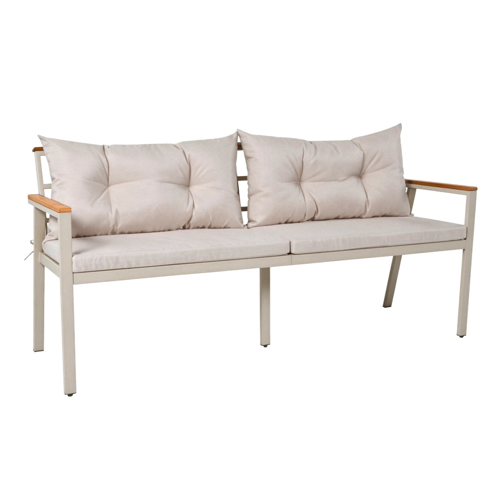 Set da giardino da pranzo 6-7 posti con carrello di servizio rimovibile; legno di acacia beige e naturale