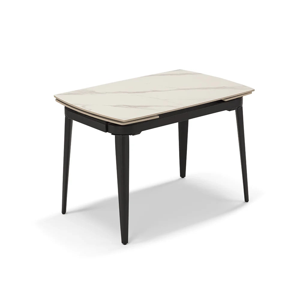 Tavolo da pranzo allungabile 110X72 Marmo di Carrara modello ZANTE fino a a 160 CM per sala da pranzo, cucina e soggiorno, design moderno con top in grès ceramico