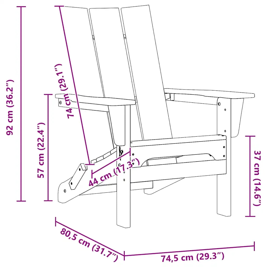 vidaXL Sedia Adirondack Pieghevole Navy 74.5 x 80.5 x 90cm Plastica