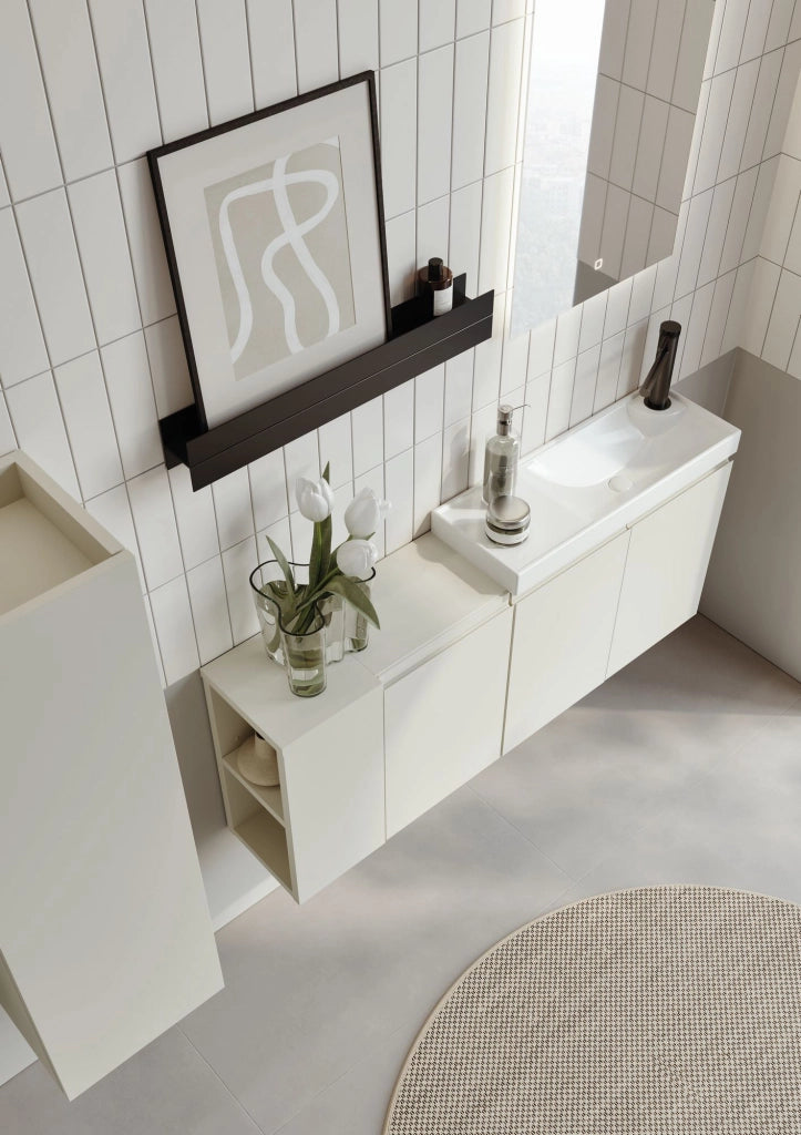 Set mobile lavabo con specchio (2 pezzi) "Ferla 110" - 40 x 22 x 45 cm - Cashmere opaco