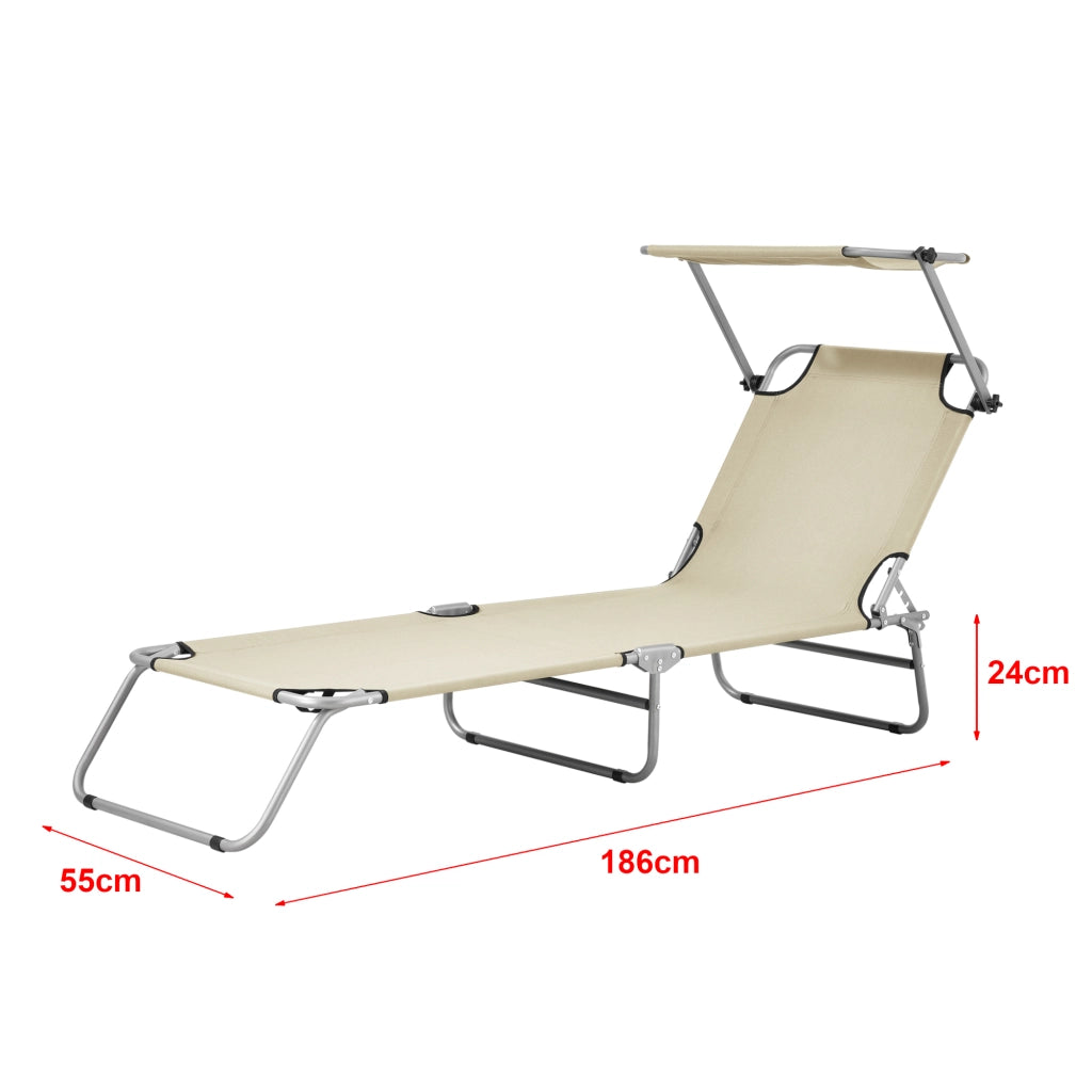 Lettino Prendisole Argozelo con Tettuccio Parasole Sdraio Portatile - Beige casa.pro