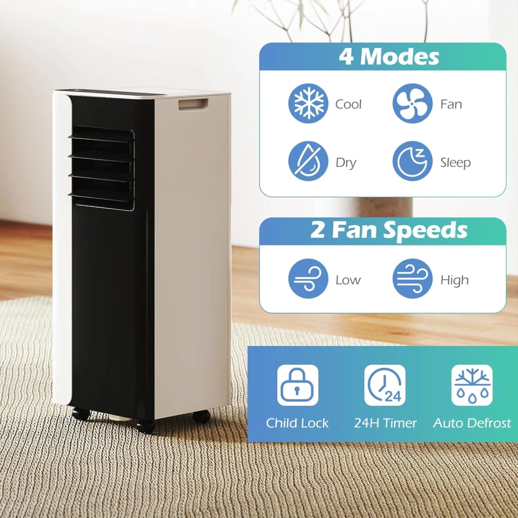 Condizionatore Portatile 7000BTU, Climatizzatore 3 in 1 Ventilatore, Deumidificatore e Raffreddatore, Controllo Intelligente con Display LED e Telecomando, Timer 24 Ore