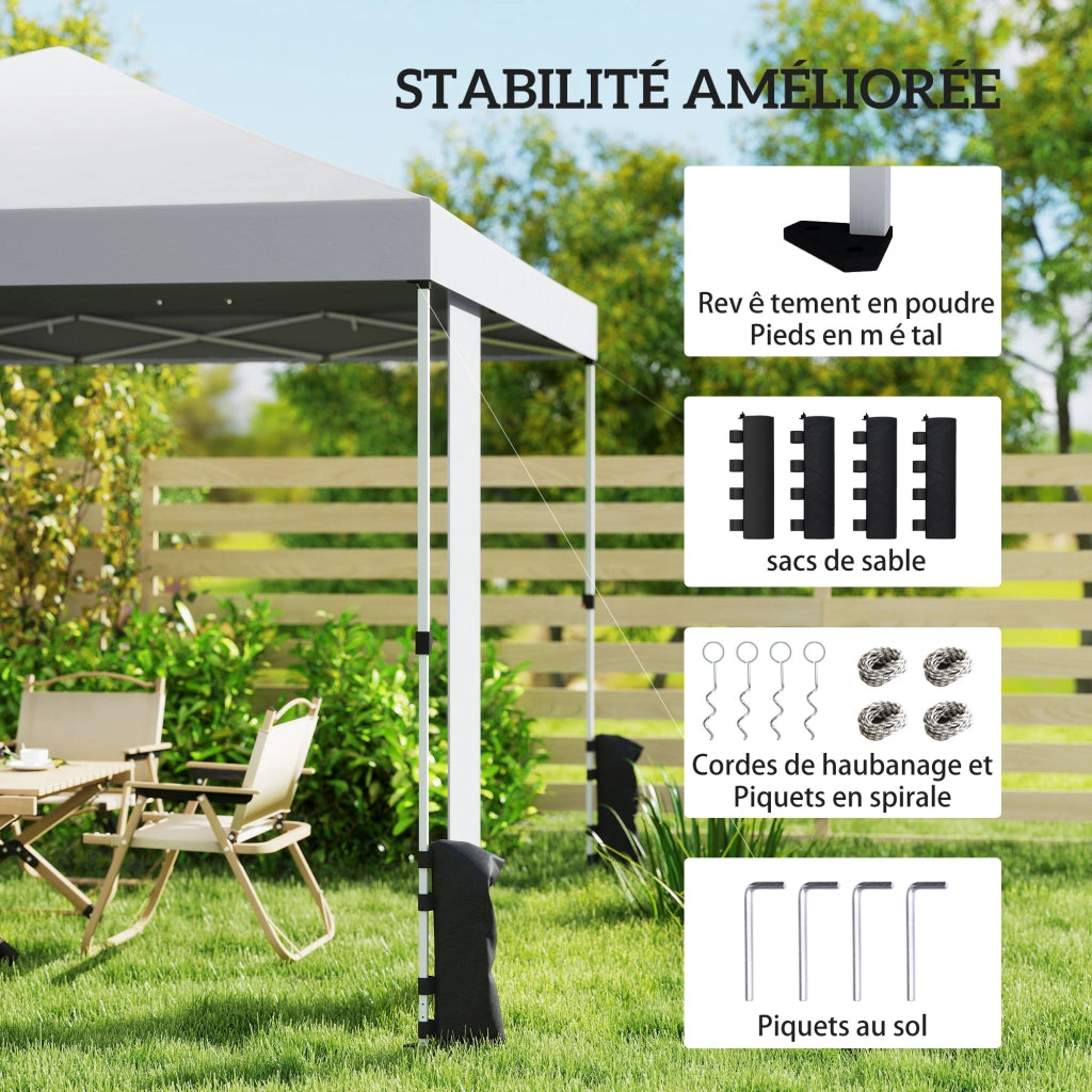 Tenda da giardino pop up 3x3 m ¨C zephmum ¨C Bianco, protezione UV50+, pieghevole, 4 sacchi di sabbia