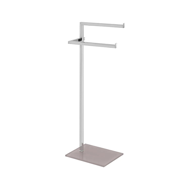 Piantana portasciugamani in acciaio cromato con base in vetro temperato tortora 20x86,5x28 cm Feridras