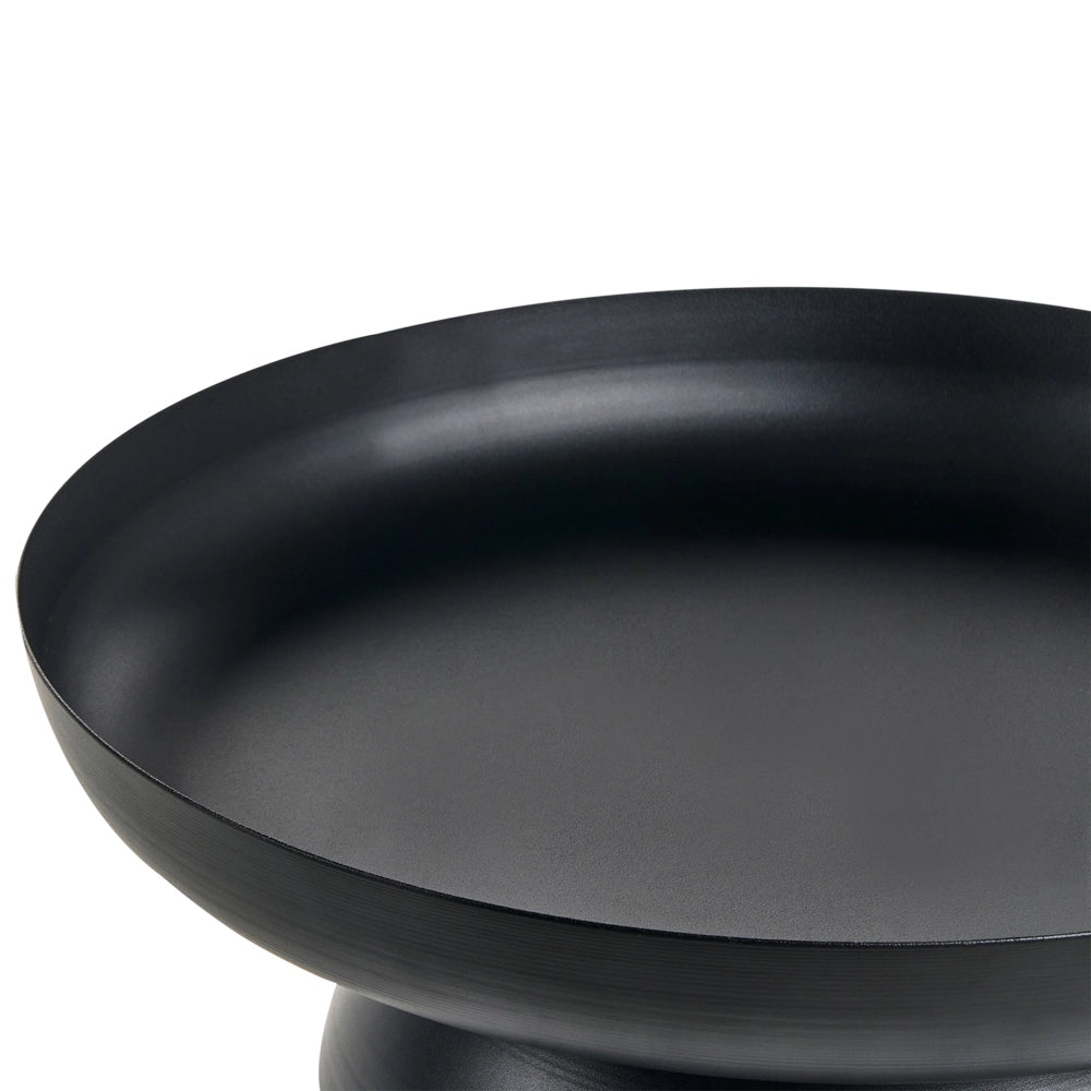 Tavolino basso da salotto in metallo rotondo nero soggiorno elegante