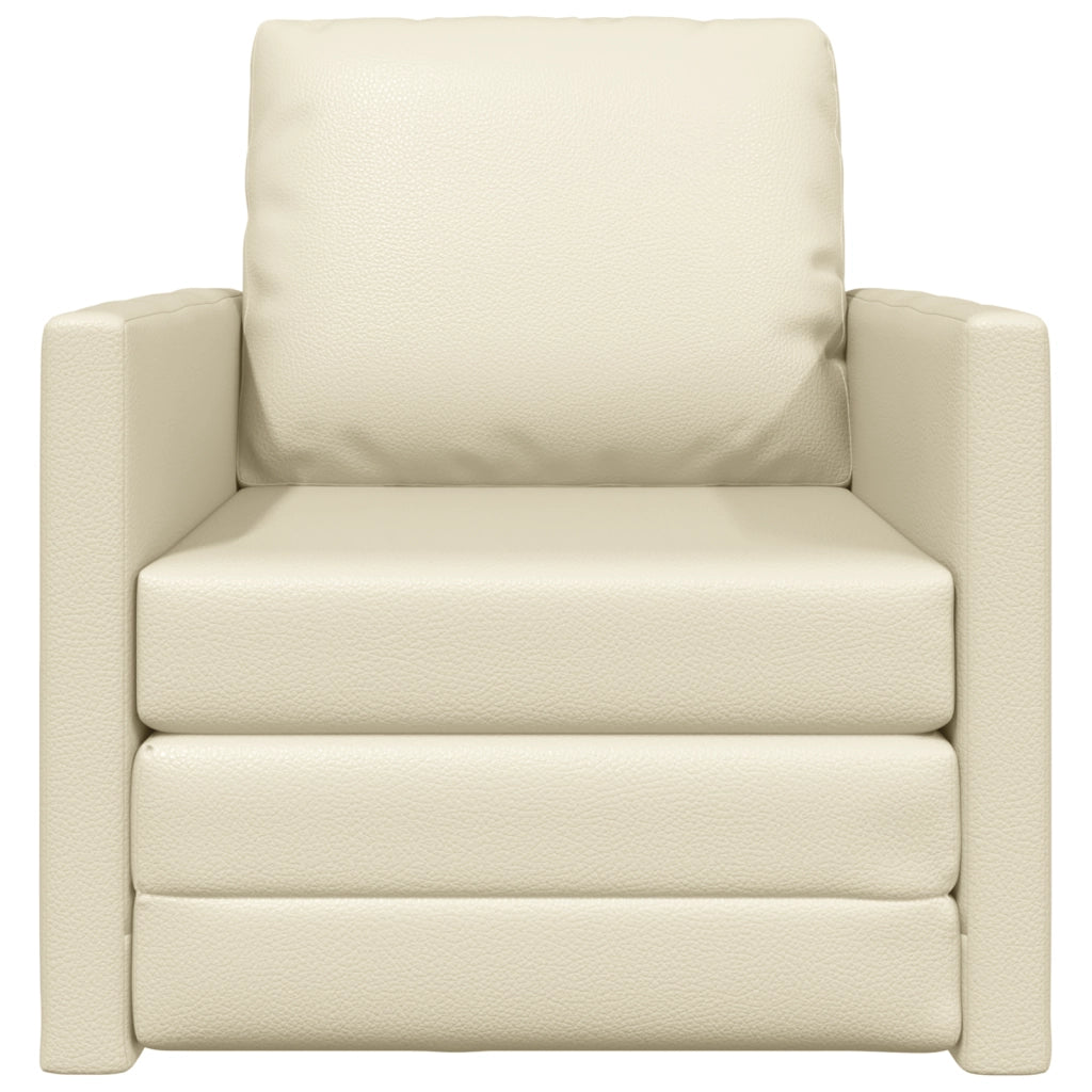 Divano Letto 2-in-1 Panna 74x77x81 cm in Pelle Sintetica